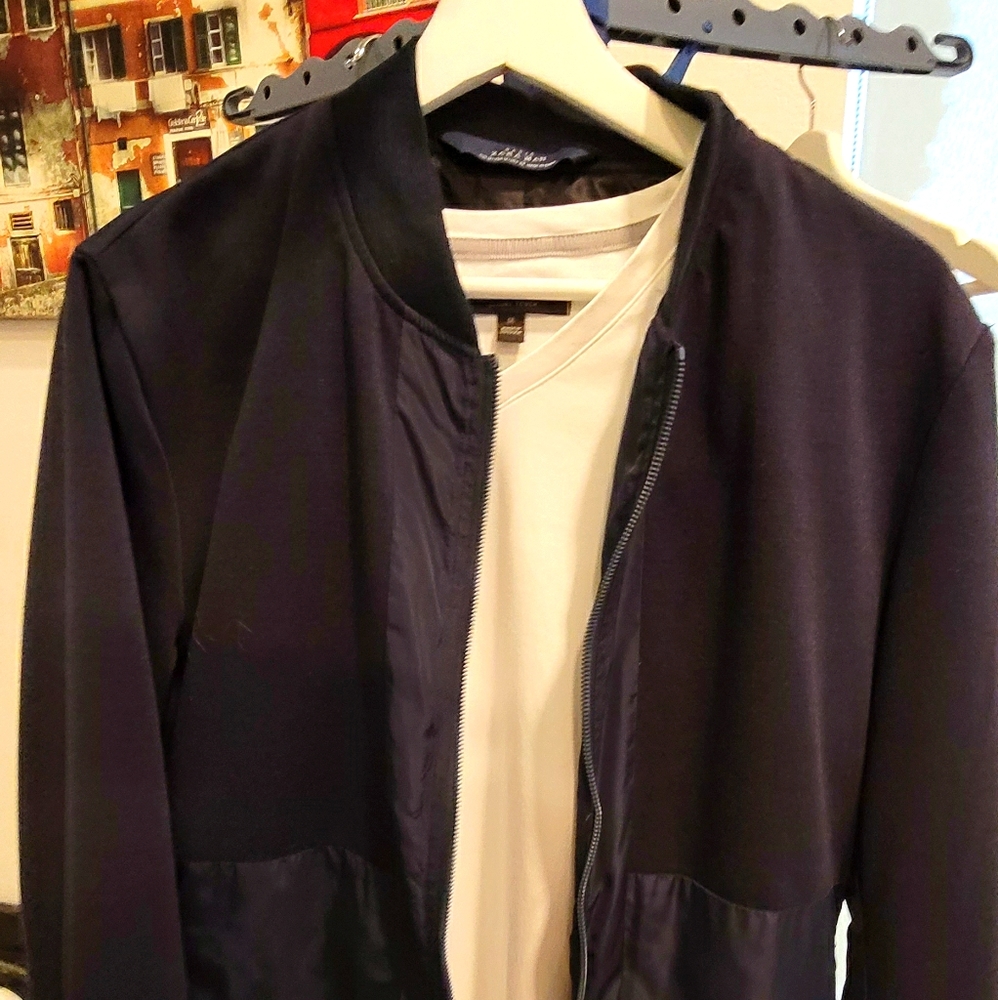 Zara Bomber Navy Jacket Men's M